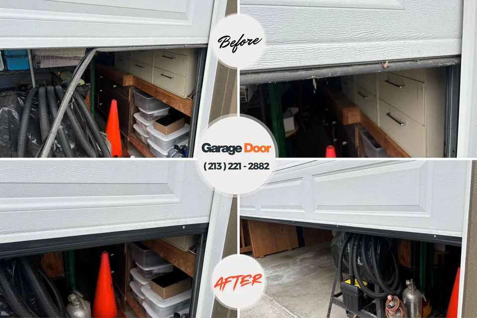 Before and after: garage door repair Olympia Heights, FL